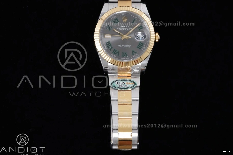 1:1 YG Marker Power Gray Bracelet Reserve) Clean (72 Dial Steel on Edition SS SH3235 Oyster Roman Green 126333 904L 41 Best DateJust Hours 0320